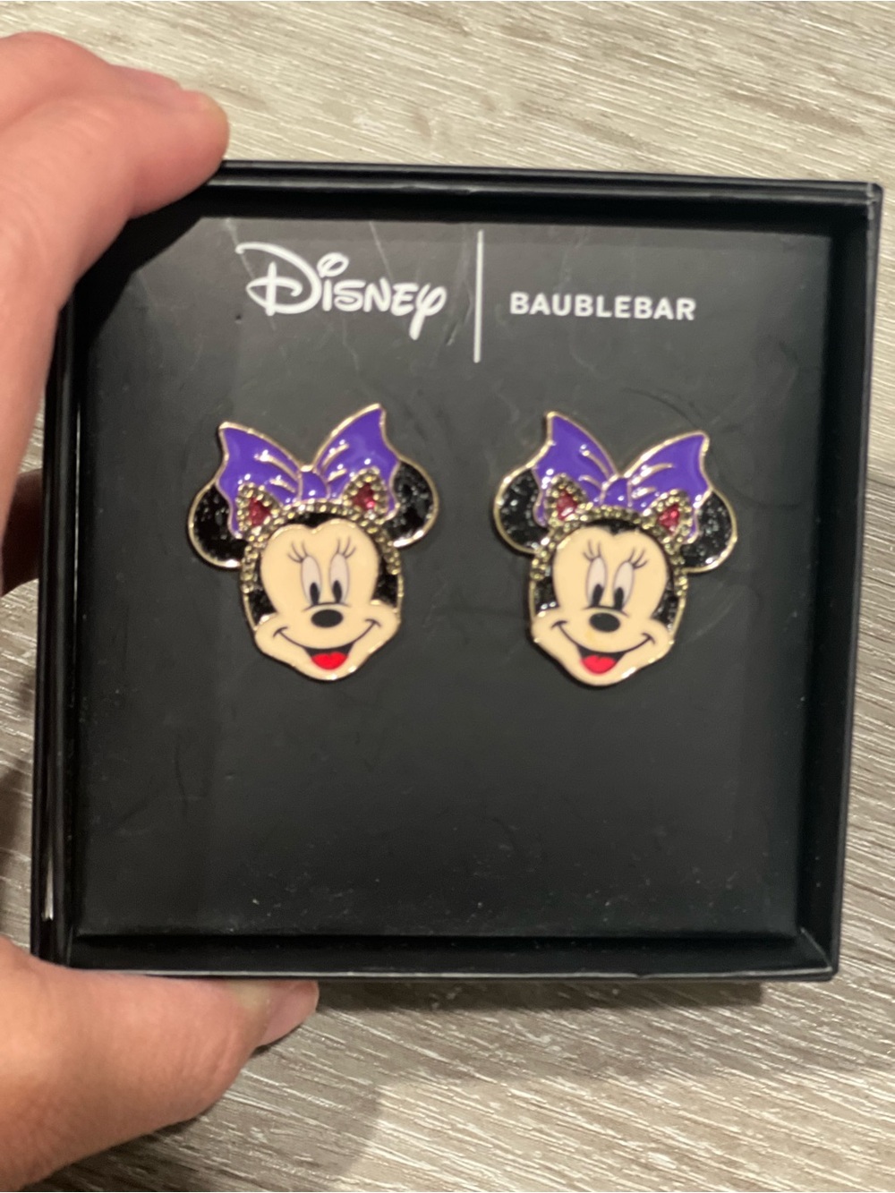 Disney x BaubleBar Minnie Mouse Purple Bow cat headband Stud Earrings